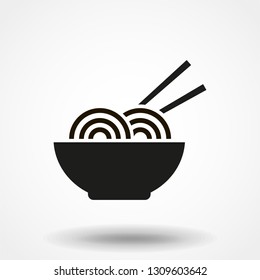 Noodle bowl with chopsticks, vector illustration