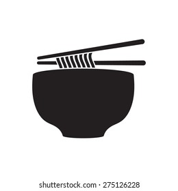 Noodle bowl with chopsticks, vector illustration