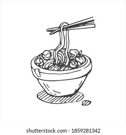 noodle bowl, doodle noodle, meat ball with spaghetti, wok, asian ramen, noodle plate