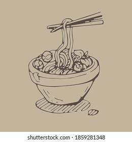 noodle bowl, doodle noodle, meat ball with spaghetti, wok, asian ramen, noodle plate
