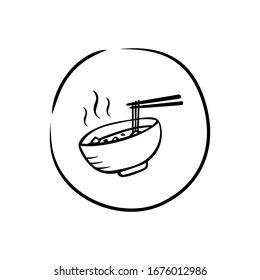 Noodle bowl drew icon vector 