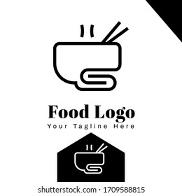 Noodle Bowl Food Attachment Logo Template monochrome style