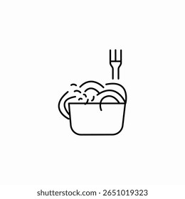 noodle bowl fork icon sign vector