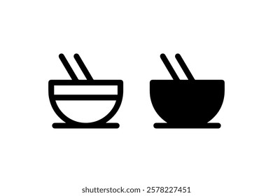 Noodle Bowl Icon with Chopsticks Vector