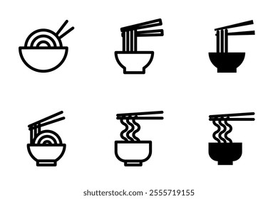 noodle bowl icon set collection