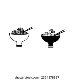 noodle bowl icon set,color editable