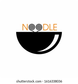 noodle in bowl logo design template vector, Instant noodle soup logo