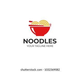 Noodle Bowl Logo Template. Chinese Food Vector Design. Ramen Noodles Illustration