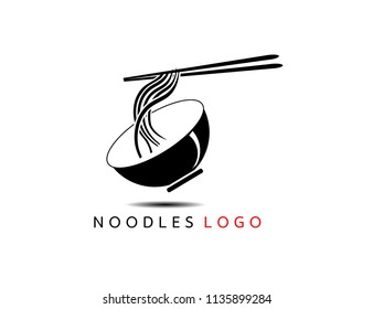 Noodle bowl logo template. Chinese food vector design. Ramen noodles illustration EPS10.