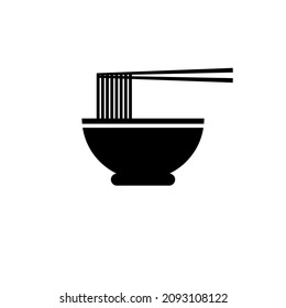 Noodle Bowl Logo Template. Chinese Food Vector Design. Ramen Noodles Illustration. Noodles In The Bowl Vector Sign Illustration Icon Symbol Simple Soup Image