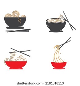 Noodle Bowl Logo Template. Chinese Food Vector Design. Ramen Noodles Illustration