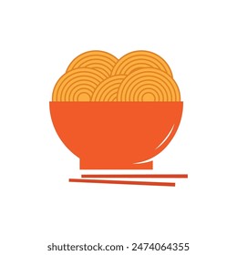 Noodle bowl logo template. Chinese food vector design. Ramen noodles illustration