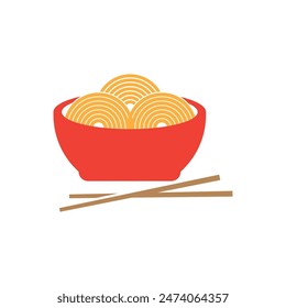 Noodle bowl logo template. Chinese food vector design. Ramen noodles illustration