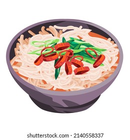 Noodle in bowl ramen udon traditional chinese asian food vector drawing illustration