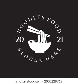 noodle bowl restaurant logo template vector icon. suitable for business related to ramen, noodles, fast food restaurant, Korean food, Japanese food 