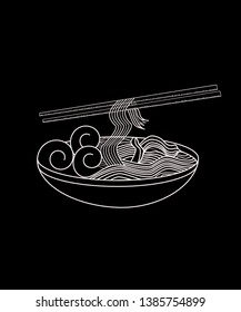 Noodle at bowl and stick.Vector Edit.