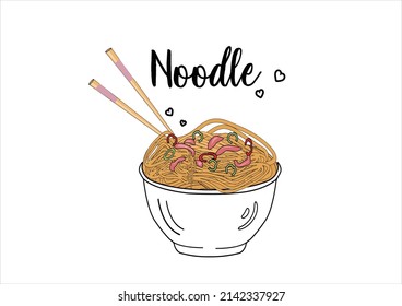 noodle bowl vector design hand drawn 