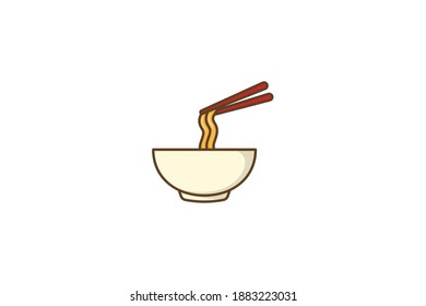 Diseño del icono del vector del cuenco de fideos