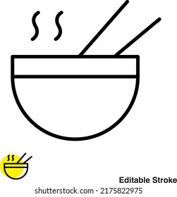 Noodle Bowl Vector Line Icon