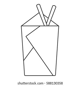 Noodle box with chopsticks icon. Outline illustration of noodle box with chopsticks vector icon for web