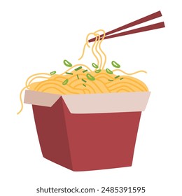 Noodle Box and Chopsticks illustration