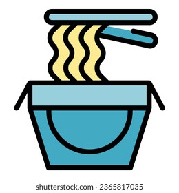 Noodle box icon outline vector. Japan food. Asian sushi color flat