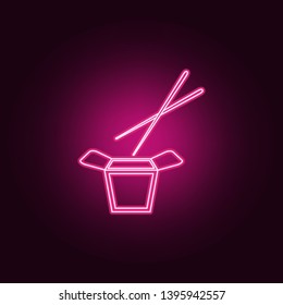 Noodle box neon icon. Elements of fast food set. Simple icon for websites, web design, mobile app, info graphics