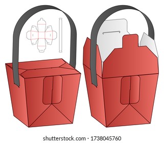 Noodle Box packaging die cut template design.