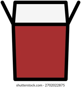 Icono de empaque para llevar de la caja de fideos en estilo de contorno plano