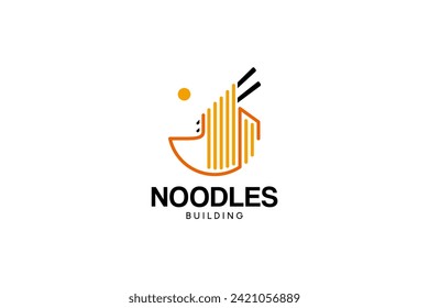 Noodle building logo with a simple striped concept, noodle restaurant logo