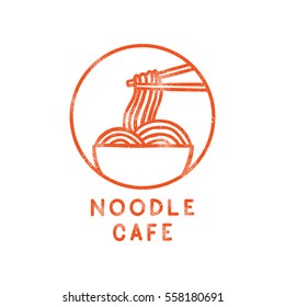 Noodle cafe logotype. Vector hand drawn sign. 