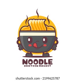 noodle cartoon mascot. food vector illustration. isolated on a white background