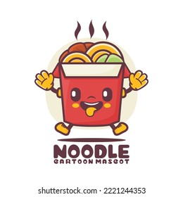 Noodle cartoon mascot. food vector illustration. isolated on a white background