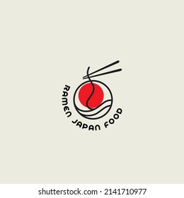 noodle with chopstick japan food logo design, vector graphic icon symbol illustration