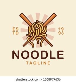 noodle and chopstick logo vector illustration