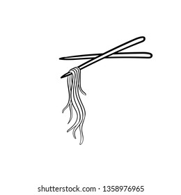 noodle chopsticks doodle icon vector