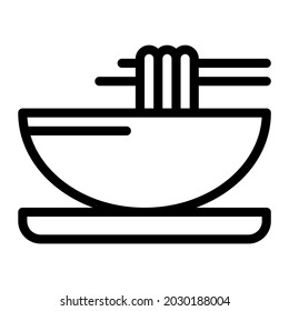 Noodle in Chopsticks Icon, Outline Noodle in Chopsticks Food Vector Icon For Web Or App Design Isolated On White Background.
