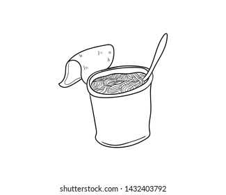 noodle cup doodle icon vector hand drawing