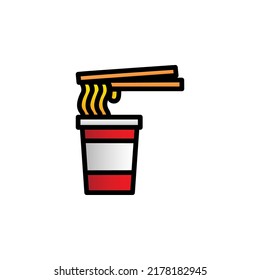 Noodle Cup WIth Filled Line Vector Illustration