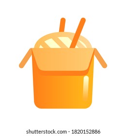 Noodle Cup Icon in Flat Icon Style with Gradient Orange Color for Restaurant Menu or Food Apps