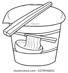 noodle cup illustration hand drawn outline vector