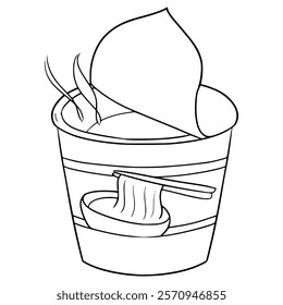 noodle cup illustration hand drawn outline vector