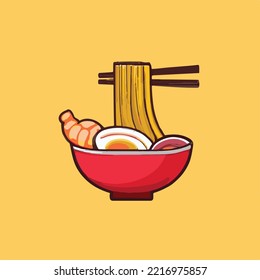 noodle delicious icon cartoon style. Vector clip art illustration