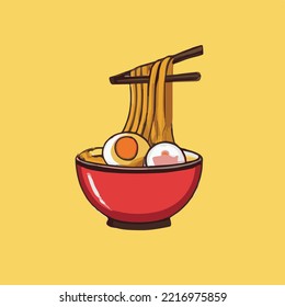 noodle delicious icon cartoon style. Vector clip art illustration