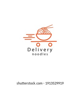 logotipo de entrega de fideos, línea simple, ilustración de diseño vectorial
