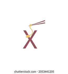 Noodle design wrapped around a letter X icon template vector