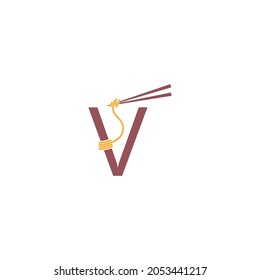 Noodle design wrapped around a letter V icon template vector