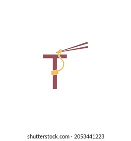 Noodle design wrapped around a letter T icon template vector