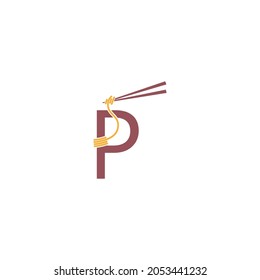 Noodle design wrapped around a letter P icon template vector