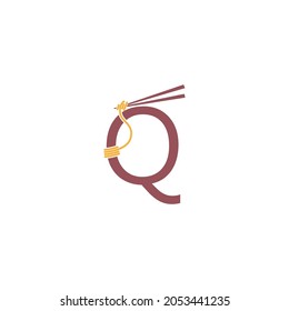Noodle design wrapped around a letter Q icon template vector
